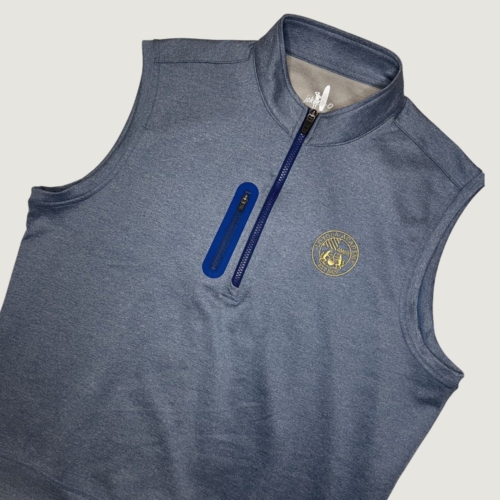 Johnnie-O Mens Loyola Academy Quarter Zip Performance Vest Blue Large